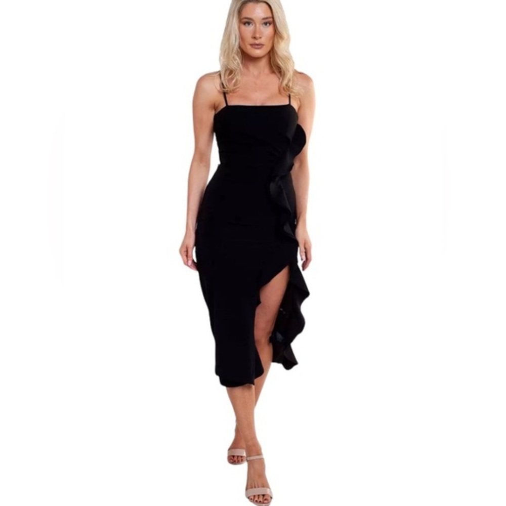 BARDOT RONA RUFFLED BLACK GOTH COCKTAIL PARTY DRESS 10/L